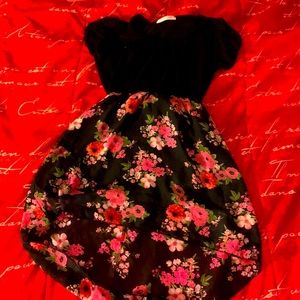 Girls, black and floral size medium dress